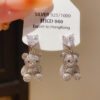 Wholesale Zircon Love White Bear Cartoon Earrings