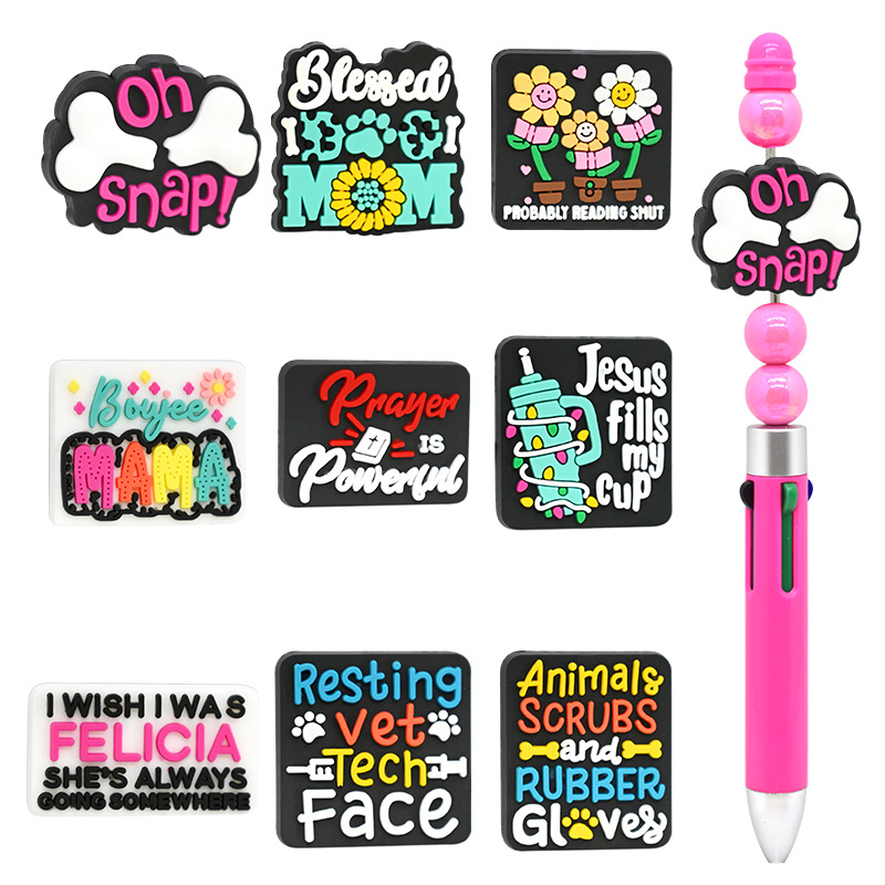 Wholesale Random Creative phrases beaded English slogan PVC soft rubber beads