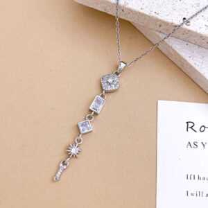 Xl5132 diamond geometric necklace silver