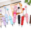 Wholesale Colorful flocking heart-shaped pearl bead pen