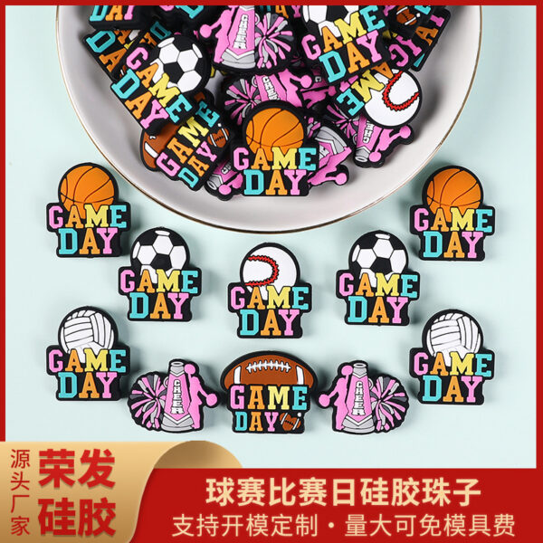 Wholesale 20pcs Epoxy Cartoon Football Silicone Personalized Beads