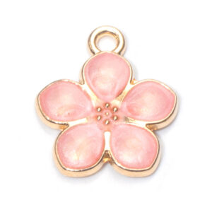 1 pink flower oil drop pendant