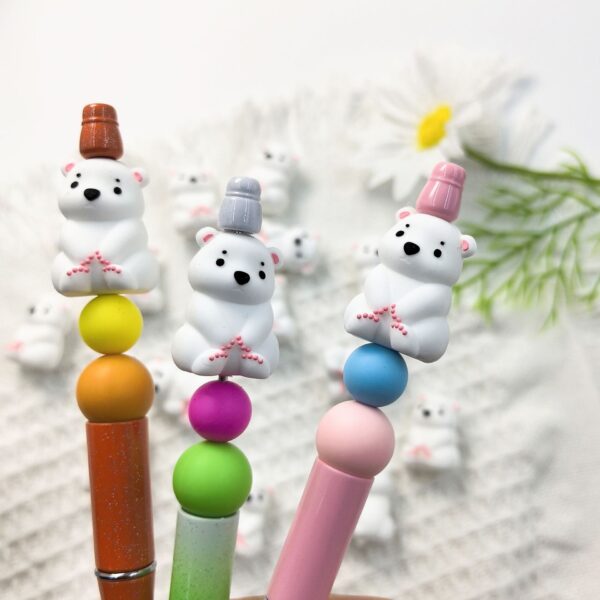 O1CN013YTnw72FO3hT1BPEz_2216349148869-0-cib Wholesale 10pcs 3DThree-dimensional Silicone Cute Cartoon White Bear DIY Beads