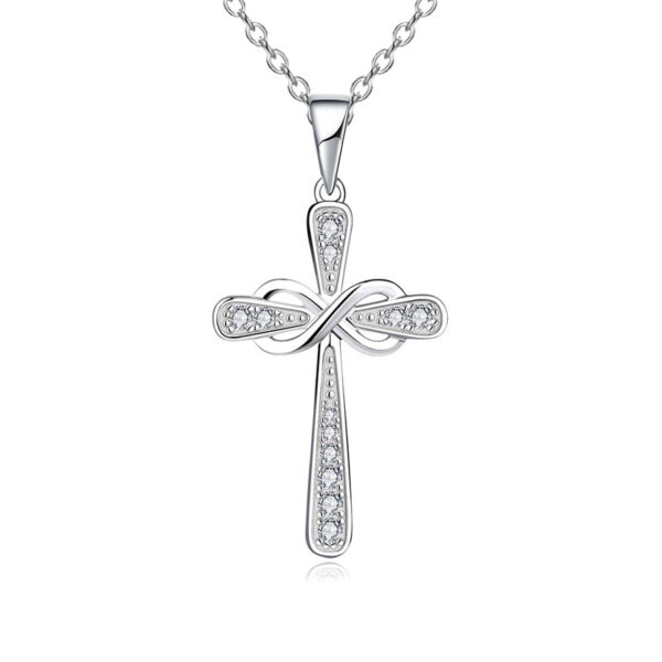 Wholesale eternal infinite love 8 word diamond cross necklace