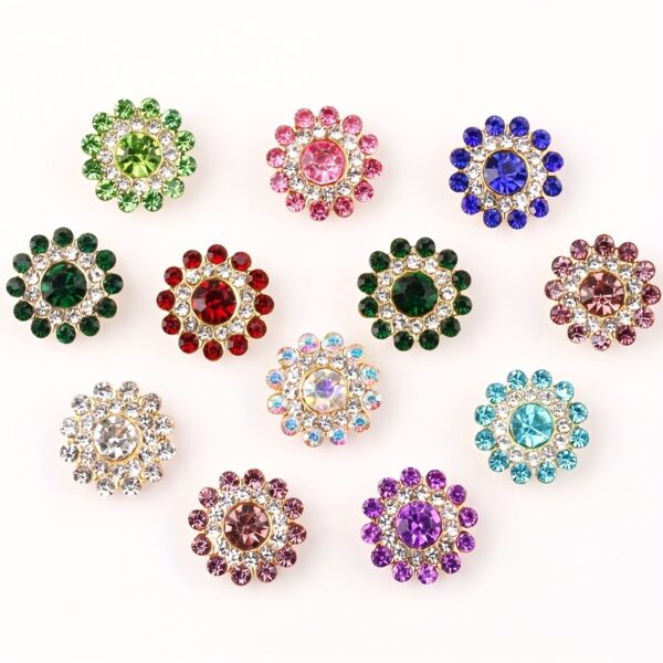 Wholesale 14mm round plum blossom holder glass three-layer flower lace drill plate mobile phone shell sticker drill DIY clothing hair accessories rhinestone