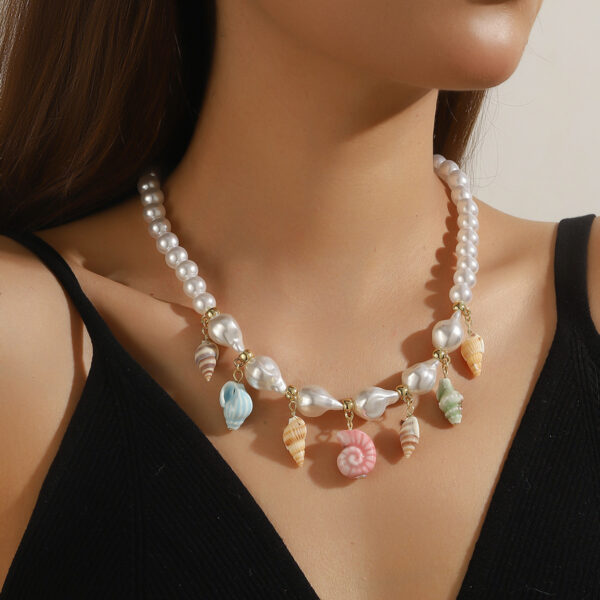 Wholesale Braided Colored Rope Necklace Pearl Shell Starfish Ceramic Fish Pendant Bohemian Necklace