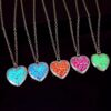 Wholesale Multi colored hollow luminous heart-shaped necklace