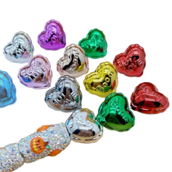 Wholesale Acrylic Uv Plated Metal Christmas Balloon Heart Crystal Beads