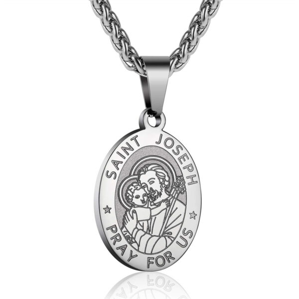 Wholesale Double sided portrait medal cross stainless steel necklace