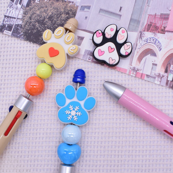 Wholesale Random 100pcs Colorful Dog Claw Footprint Cartoon Focal Beads