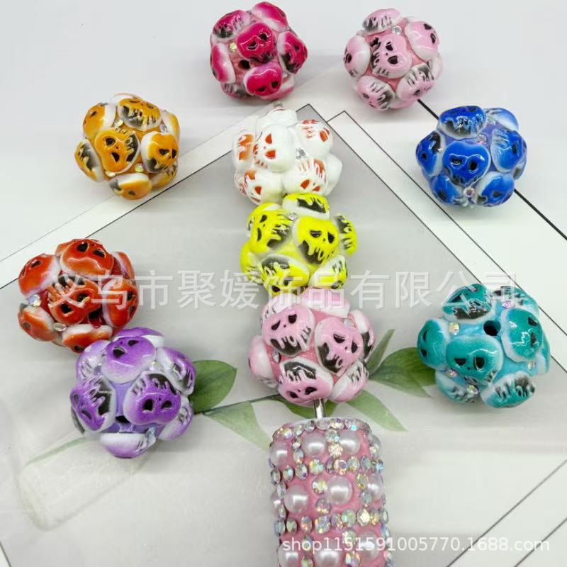 Wholesale Ghost Head Wearable Straight Hole 3D Focal Beads