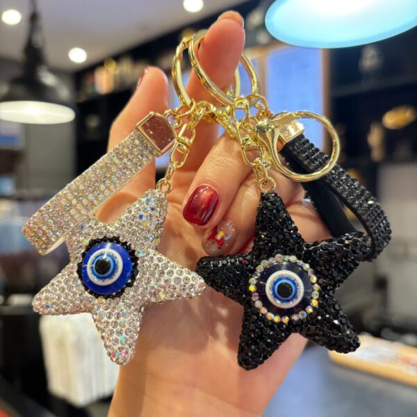 Wholesale Full Rhinestone Star Demon Eye Car Keychain