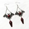 Wholesale Dark Gothic Exaggerated Red Vampire Bat Bloody Magic Mirror Pendant Earrings