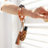 Wholesale Silicone Wrist Leather Tassel Bracelet Keychains