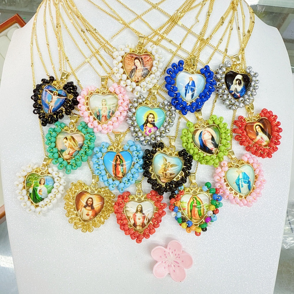 Wholesale Golden Rice Bead Love Pendant Necklace