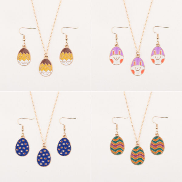 Wholesale Easter egg rabbit spotted striped flower necklace set