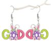 Wholesale Easter 2D Flat Acrylic Letter Rabbit Earrings