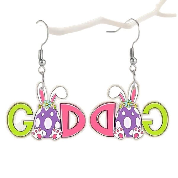 Wholesale Easter 2D Flat Acrylic Letter Rabbit Earrings