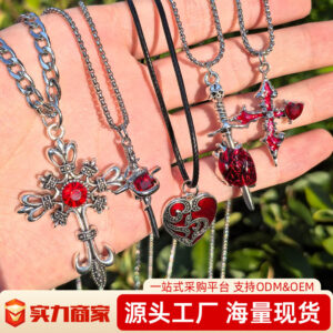 O1CN013nKyE71VOXtpKk9vc_2220970372643-0-cib Wholesale Punk retro inlaid zircon cross pendant necklace