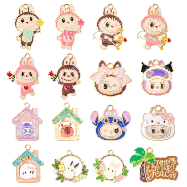 Wholesale Xiaohongshu pular Aessories Alloy Oil ipping Handmade Beaded Pendant Cartoon Jewelry Aessories