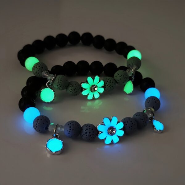 Wholesale Luminous Little Sun Flower Volcanic Stone Bead Bead Bead Bracelet