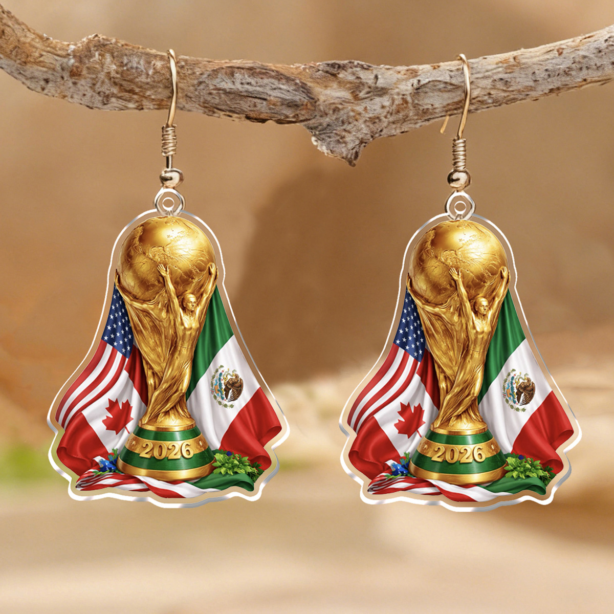 Wholesale Srts Style Football Trophy Acrylic Pendant Earrings