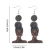 Wholesale Black History African Style Queen Head Pendant Wooden Double-Sided Earrings