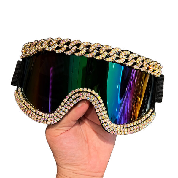 Wholesale Hiking goggles rhinestone large frame glasses