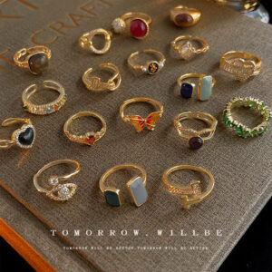 Wholesale Vintage Crown Rose Shaped Inlaid Zircon Adjustable Ring