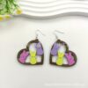 Wholesale Easter egg dwarf rabbit water droplet hollow wooden earrings