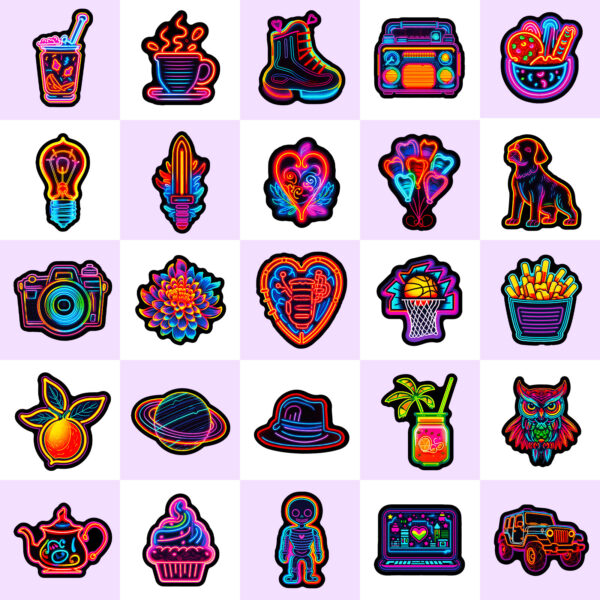 Wholesale 50 Cool Neon Graffiti Stickers