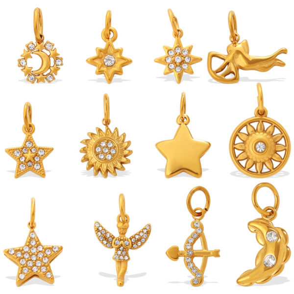 Wholesale Star Moon Angel Diamond Set Necklace Pendant Accessories