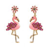 Wholesale Square colored diamond studded flamingo earrings