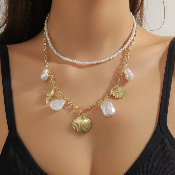 Wholesale Braided Colored Rope Necklace Pearl Shell Starfish Ceramic Fish Pendant Bohemian Necklace