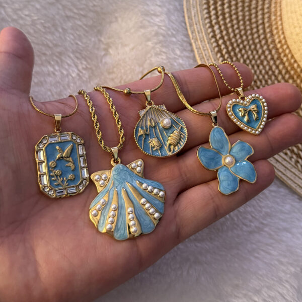 Wholesale man-made pearl necklace heart necklace Stainless Steel Necklace