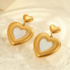Wholesale Heart-shaped white mother-of-pearl stainless steel earrings
