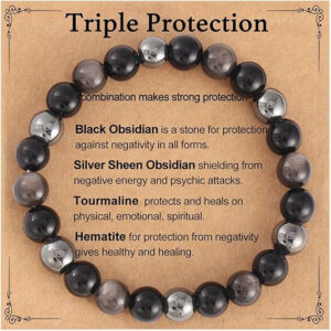 Silver obsidian + obsidian bracelet 2