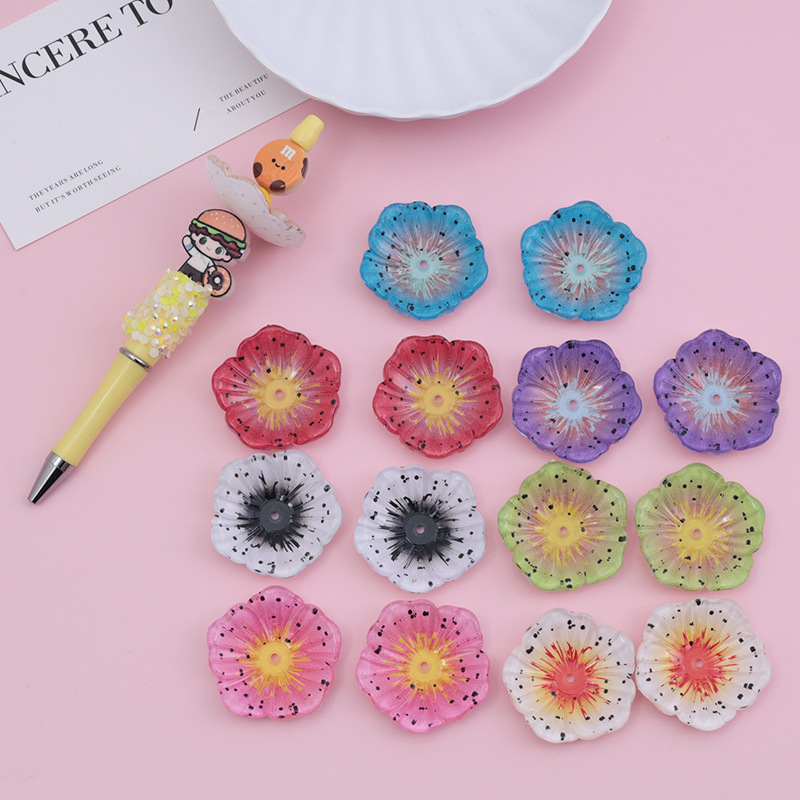 Wholesale beaded pen with bead print flowers straight-hole beads