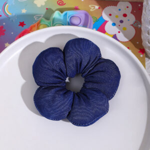 Dark blue flower hair tie