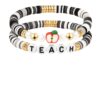 Wholesale Teachers' Holiday Apple Letters Colorful Soft Pottery Bracelet