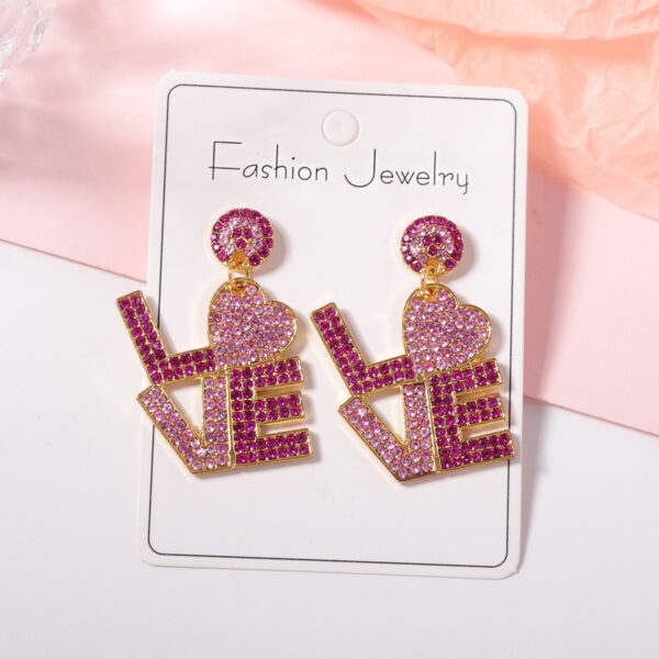 Wholesale Letter inlaid zircon Valentine's Day earrings