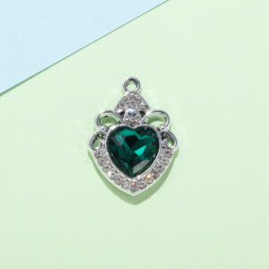 Crown love dark green UV silver plated