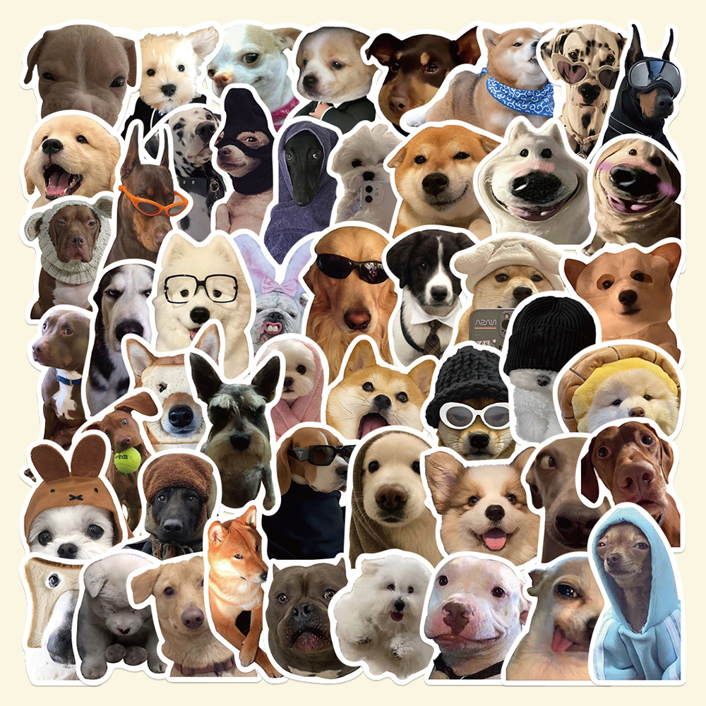 Wholesale cute cartoon dog expression Waterproof Vinyl Stickers