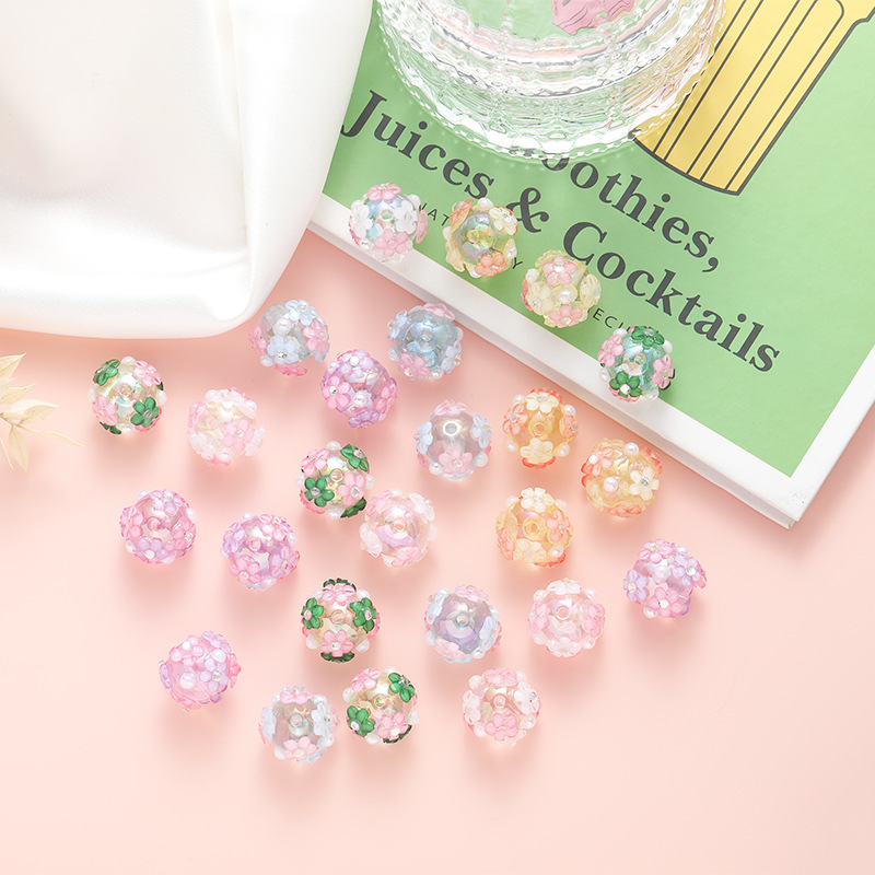 Wholesale flower ball loose beads acrylic beads diy handmade beaded material