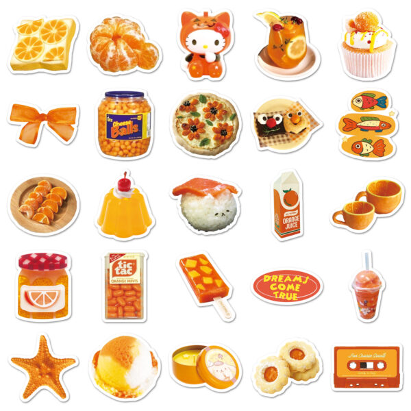 Wholesale 50 cute cartoon orange dessert doodle stickers