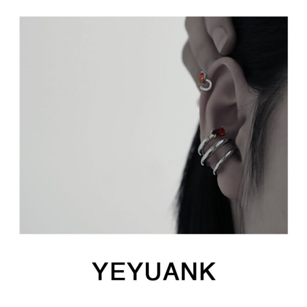 Wholesale Gradient Tourmaline Multi-Layer Earbone Clip Earrings