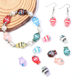 Wholesale 10pcs Ocean Cute Glass Hand-Painted Fish Beads