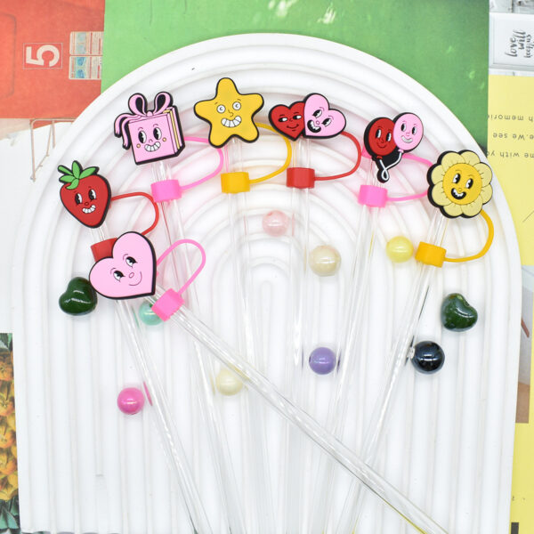 Wholesale Valentine's Day 10mm Universal Soft Rubber Decorative Straw Tube Cap