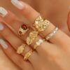 Wholesale Geometric Retro Irregular Diamond Set Ring Set