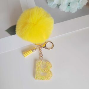 Yellow letter fur Ball pendant/B / One piece is also wholesale price